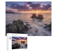 Rompecabezas para Adultos 500 PCS Coastal Sunset with Rocks and Waves Rompecabezas para Adultos Juego Familiar Regalos para Mujeres Regalo De Cumpleaños, Regalos, 500 PCS