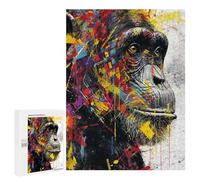 Rompecabezas para Adultos 500 PCS Colorful Chimpanzee Art Print-1 Rompecabezas para Adultos, Divertidos Y con Humor para Cumpleaños, Navidad, Regalos De Cumpleaños 500 PCS