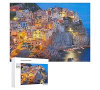 Rompecabezas para Adultos 500 PCS Colorful Coastal Village at Sunset Rompecabezas para Adolescentes Juego De Ingenio Carrera De Velocidad De Manos Regalos De Cumpleaños Y Únicos 500 PCS