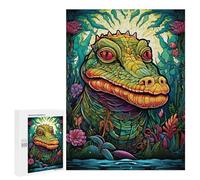 Rompecabezas para Adultos 500 PCS Colorful Crocodile in Lush Jungle Rompecabezas para Adultos Juego De Ingenio Decoración Perfecta Cumpleaños Y Navidad 500 PCS