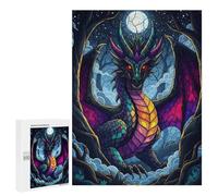 Rompecabezas para Adultos 500 PCS Colorful Dragon in Forest at Night Rompecabezas Juegos Relajantes Análisis Y Lógica Cumpleaños Y Navidad 500 PCS