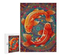 Rompecabezas para Adultos 500 PCS Colorful Koi Fish Painting-12 Rompecabezas para Adolescentes Corte De Precisión Difícil Y Desafiante Regalos De Cumpleaños Y Únicos 500 PCS