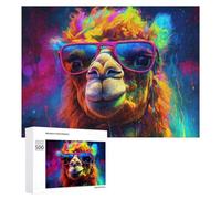Rompecabezas para Adultos 500 PCS Colorful Llama with Sunglasses Rompecabezas para Adolescentes Juego De Ingenio Carrera De Velocidad De Manos Regalos De Cumpleaños Y Únicos 500 PCS