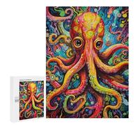 Rompecabezas para Adultos 500 PCS Colorful Octopus Artwork-10 Rompecabezas para Adultos Juego De Ingenio Decoración Perfecta Cumpleaños Y Navidad 500 PCS