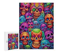 Rompecabezas para Adultos 500 PCS Colorful Skulls Artwork Rompecabezas para Adultos Juego De Ingenio Decoración Perfecta Cumpleaños Y Navidad 500 PCS