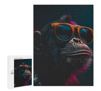 Rompecabezas para Adultos 500 PCS Cool Monkey and Sunglasses Rompecabezas para Adultos Juguetes Antiestrés Mejora La Memoria Regalos De Cumpleaños Y Únicos 500 PCS