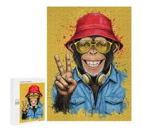 Rompecabezas para Adultos 500 PCS Cool Monkey with Peace Sign Rompecabezas para Adultos Juegos Familiares Alivia El Estrés Regalo De Cumpleaños, Regalos, 500 PCS