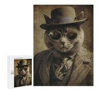 Rompecabezas para Adultos 500 PCS Cool Vintage Cat Rompecabezas para Adolescentes Juego De Ingenio Análisis Y Lógica 500 PCS