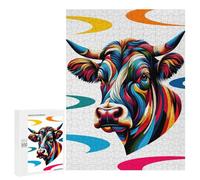 Rompecabezas para Adultos 500 PCS Cow WPAP Colorful Rompecabezas para Adultos Juegos Divertidos Decoración Desafiante De Completar 500 PCS