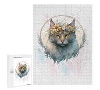 Rompecabezas para Adultos 500 PCS Cute American Bobtail Cat Rompecabezas para Adultos Juguetes Antiestrés Mejora La Memoria Regalo De Cumpleaños, Regalos, 500 PCS