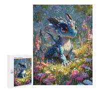 Rompecabezas para Adultos 500 PCS Cute Baby Dragon in Flower Field Rompecabezas para Adultos Juegos Familiares Regalo De Cumpleaños Regalos De Cumpleaños 500 PCS
