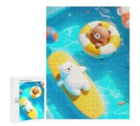 Rompecabezas para Adultos 500 PCS Cute Bears Swimming Pool Rompecabezas para Adultos Juego De Ingenio Desafío Difícil 500 PCS