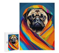 Rompecabezas para Adultos 500 PCS Cute Blanket Pug Pixel Art Rompecabezas para Adolescentes Juego De Ingenio Análisis Y Lógica 500 PCS
