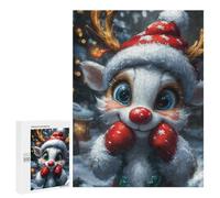 Rompecabezas para Adultos 500 PCS Cute Christmas Reindeer Funny Rompecabezas para Adolescentes Juego De Ingenio Análisis Y Lógica 500 PCS