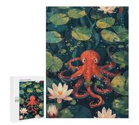 Rompecabezas para Adultos 500 PCS Cute Octopus in Lily Pond Rompecabezas Juegos Relajantes Análisis Y Lógica Cumpleaños Y Navidad 500 PCS