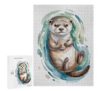 Rompecabezas para Adultos 500 PCS Cute Otter Watercolor Juego De Rompecabezas para Ejercitar La Mente Corte De Precisión Interacción Entre Padres E Hijos 500 PCS