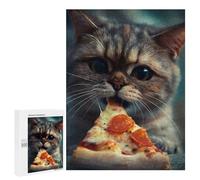 Rompecabezas para Adultos 500 PCS Cute Pizza Kitty Cat Juego De Rompecabezas para Ejercitar La Mente Corte De Precisión Interacción Entre Padres E Hijos 500 PCS