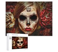 Rompecabezas para Adultos 500 PCS Day of The Dead Sugar Skull Art Print Rompecabezas para Adultos Juego De Ingenio Decoración Perfecta Cumpleaños Y Navidad 500 PCS