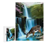 Rompecabezas para Adultos 500 PCS Deer Drinking Water Near Waterfall Juego De Rompecabezas para Ejercitar La Mente Corte De Precisión Interacción Entre Padres E Hijos 500 PCS
