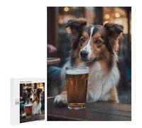 Rompecabezas para Adultos 500 PCS Dog Drinking Beer in A Bar Rompecabezas Juegos Relajantes Análisis Y Lógica Cumpleaños Y Navidad 500 PCS