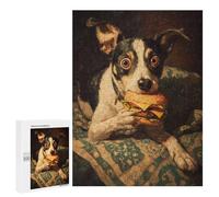 Rompecabezas para Adultos 500 PCS Dog Eating Cheeseburger Painting Rompecabezas para Adultos Desafío Difícil Rompecabezas Desafiante Juegos Familiares De Ingenio 500 PCS