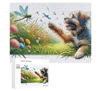 Rompecabezas para Adultos 500 PCS Dog Playing with Dragonflies Rompecabezas para Adultos Juguete Decoración De Pared Regalos para Mujeres Gran Regalo para Juegos 500 PCS