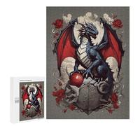 Rompecabezas para Adultos 500 PCS Dragon Red Roses Rompecabezas para Adultos Juegos Familiares Corte De Precisión Cumpleaños Y Navidad 500 PCS