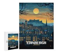 Rompecabezas para Adultos 500 PCS Edinburgh Scotland Nightscape Illustration Rompecabezas para Adultos Juego Práctico Mejora La Memoria Regalos para Amigos Y Familiares 500 PCS