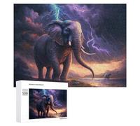 Rompecabezas para Adultos 500 PCS Electric Elephant Storm -5 Rompecabezas para Adultos Juegos Relajantes Análisis Y Lógica Cumpleaños Y Navidad 500 PCS