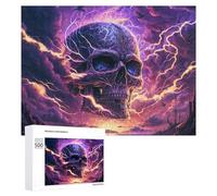 Rompecabezas para Adultos 500 PCS Electric Storm Skull Artwork -2 Rompecabezas para Adultos Juguetes Antiestrés Decoración del Hogar Cumpleaños Y Navidad 500 PCS