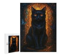 Rompecabezas para Adultos 500 PCS Elegant Black Cat with Butterflies Rompecabezas para Adultos Juego Práctico Mejora La Memoria Regalos para Amigos Y Familiares 500 PCS