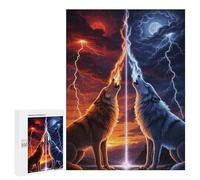 Rompecabezas para Adultos 500 PCS Elemental Wolves Howling at The Sky Rompecabezas para Adultos Juguete Decoración De Pared Decoración Desafiante De Completar 500 PCS