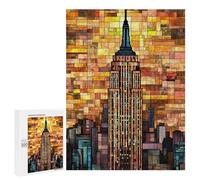 Rompecabezas para Adultos 500 PCS Empire State Building Stained Glass-2 Rompecabezas para Adultos Desafío Difícil Lista De Deseos con Papá Noel Regalos Y Cumpleaños Únicos 500 PCS