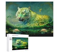 Rompecabezas para Adultos 500 PCS Enchanted Tiger in A Lush Garden Rompecabezas para Adultos Juegos Divertidos Pero Regalos Divertidos Y Humorísticos para Amigos Y Familiares 500 PCS