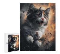 Rompecabezas para Adultos 500 PCS Explosive Cat Action Rompecabezas para Adultos Desafío Difícil Lista De Deseos con Papá Noel Regalos Y Cumpleaños Únicos 500 PCS