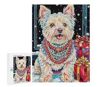 Rompecabezas para Adultos 500 PCS Festive Dog with Gifts Rompecabezas para Adolescentes Juego De Ingenio Análisis Y Lógica 500 PCS