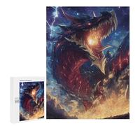 Rompecabezas para Adultos 500 PCS Fiery Dragon in The Night Sky Juego De Rompecabezas para Ejercitar La Mente Corte De Precisión Interacción Entre Padres E Hijos 500 PCS