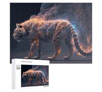 Rompecabezas para Adultos 500 PCS Flaming Tiger Digital Art Rompecabezas para Adolescentes Juego De Ingenio Carrera De Velocidad De Manos Regalos De Cumpleaños Y Únicos 500 PCS