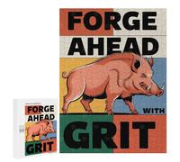 Rompecabezas para Adultos 500 PCS Forge Ahead with Grit Wild Boar Illustration Juego De Rompecabezas para Ejercitar La Mente Corte De Precisión Interacción Entre Padres E Hijos 500 PCS