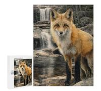 Rompecabezas para Adultos 500 PCS Fox by Waterfall Landscape-1 Rompecabezas para Adultos, Divertidos Y con Humor para Cumpleaños, Navidad, Regalos De Cumpleaños 500 PCS