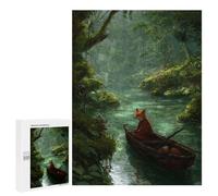 Rompecabezas para Adultos 500 PCS Fox in A Boat on River Rompecabezas para Adultos Juguete Decoración De Pared Decoración Desafiante De Completar 500 PCS