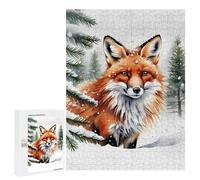 Rompecabezas para Adultos 500 PCS Fox in Winter Watercolor Painting Rompecabezas para Adultos Juegos Familiares Regalo De Cumpleaños Regalos De Cumpleaños 500 PCS