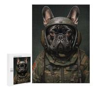 Rompecabezas para Adultos 500 PCS French Bulldog Soldier Rompecabezas para Adolescentes Juegos Familiares Difícil Difícil 500 PCS