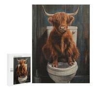 Rompecabezas para Adultos 500 PCS Funny Highland Cow Toilet Rompecabezas para Adolescentes Juegos Relajantes Regalos para Mujeres Cumpleaños Y Navidad 500 PCS