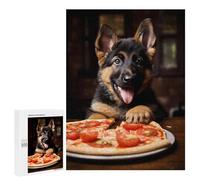 Rompecabezas para Adultos 500 PCS German Shepherd Pizza Pup Rompecabezas para Adultos Juegos Familiares Decoración del Hogar Regalos para Amigos Y Familiares 500 PCS