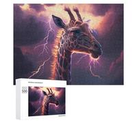 Rompecabezas para Adultos 500 PCS Giraffe Lightning Storm Art Print Rompecabezas para Adultos Juego De Ingenio Regalos para Mujeres Regalos para Amigos Y Familiares 500 PCS
