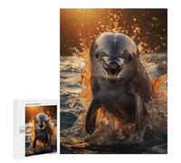 Rompecabezas para Adultos 500 PCS Golden Hour Dolphin Rompecabezas para Adultos Juegos Relajantes Mejora La Memoria Difícil Y Desafiante 500 PCS