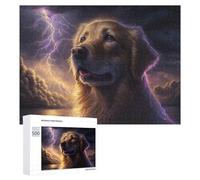 Rompecabezas para Adultos 500 PCS Golden Retriever in Stormy Night-1 Rompecabezas para Adultos Juego Familiar Regalos para Mujeres Regalo De Cumpleaños, Regalos, 500 PCS