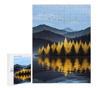 Rompecabezas para Adultos 500 PCS Golden Trees Reflecting in Lake Rompecabezas para Adultos Juegos Relajantes Mejora La Memoria Difícil Y Desafiante 500 PCS