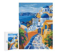 Rompecabezas para Adultos 500 PCS Greek Island Santorini Rompecabezas para Adultos Juegos Familiares Regalo De Cumpleaños Regalos De Cumpleaños 500 PCS